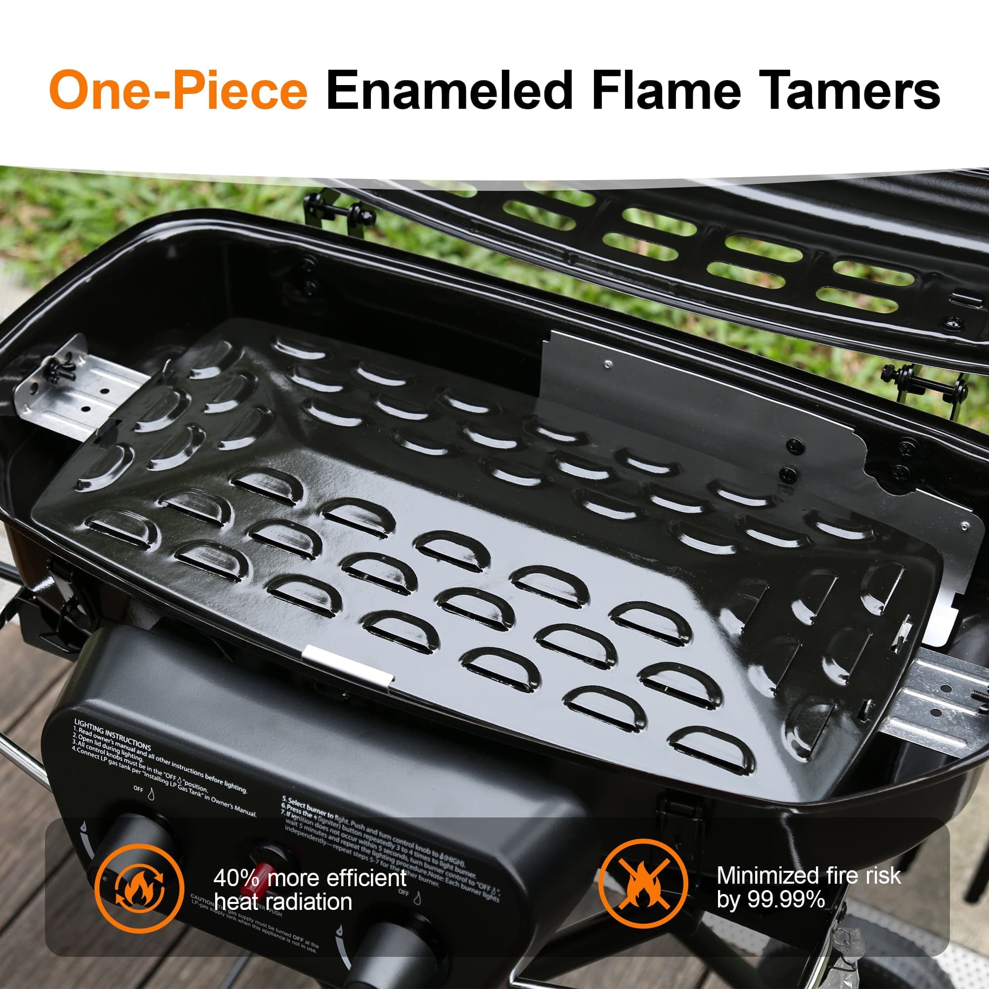 Brand Man Portable 2-Burner Camping Propane Gas Grill, Enameled Foldable BBQ with Griddle for Outdoor Cooking, Green